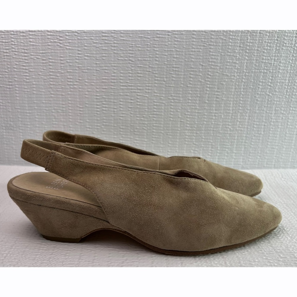 Eileen Fisher Gatwick Womens‎ 7 Taupe Suede Leather Slingback Shoes - Picture 3 of 9